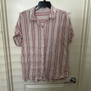 BeachLunchLounge Striped Casual Button Down Top - Size Large